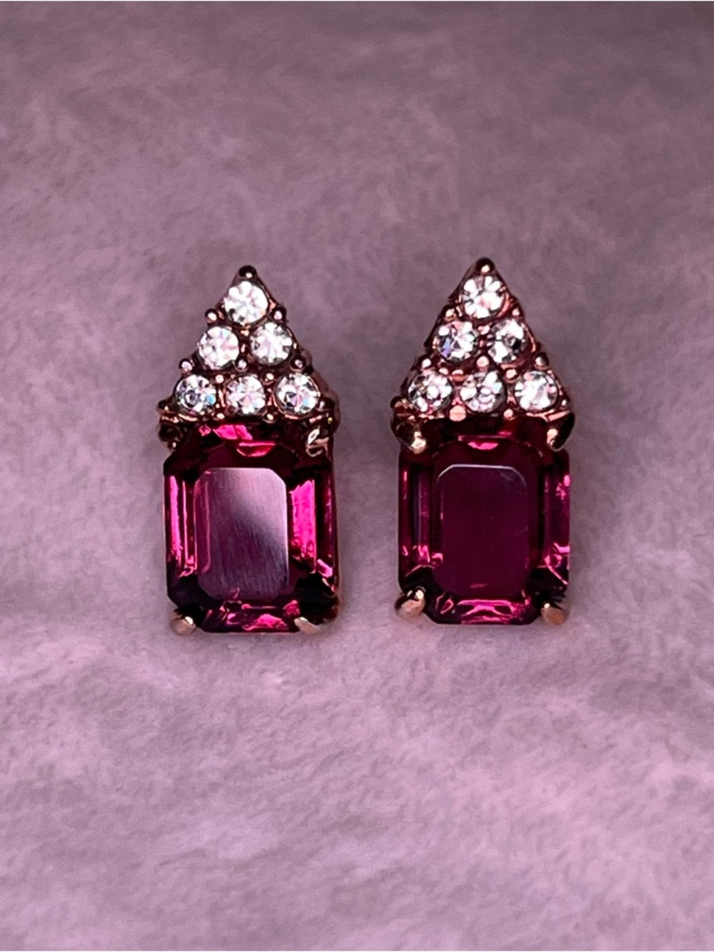 Roman Purple and Gold Tone Crystal Earrings